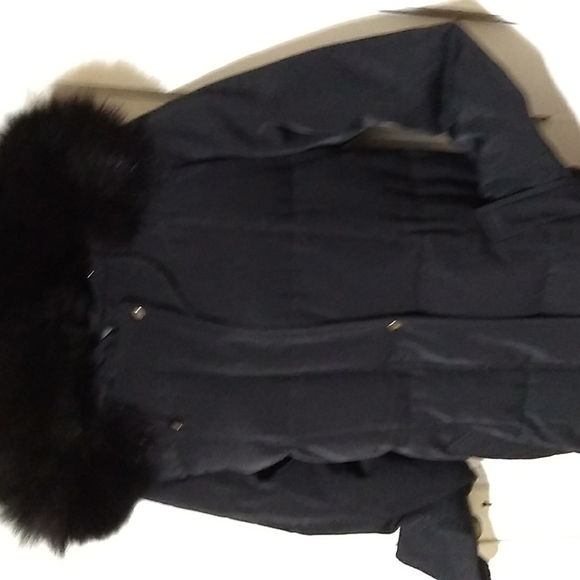 Anne Klein Waterfowl Feather Down Puffer Coat Opt.Fox Fur Trim Hood -LIKE NEW - Picture 4 of 12